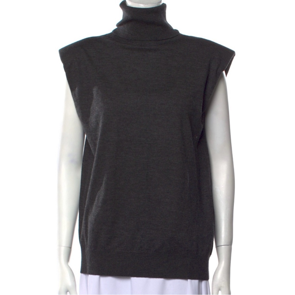 NWOT! Loulou Studio Super Soft wool cashmere Turtleneck Sleeveless sweater gray